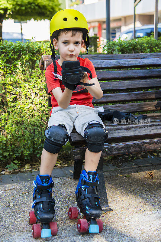 Children roller skate in the park